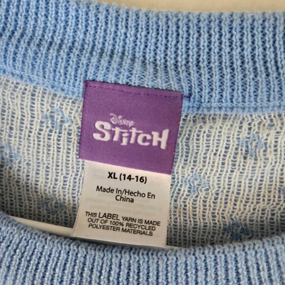 Disney Stitch Christmas Holiday Ugly Sweater Kids XL Blue Cute 0709 - Picture 3 of 7